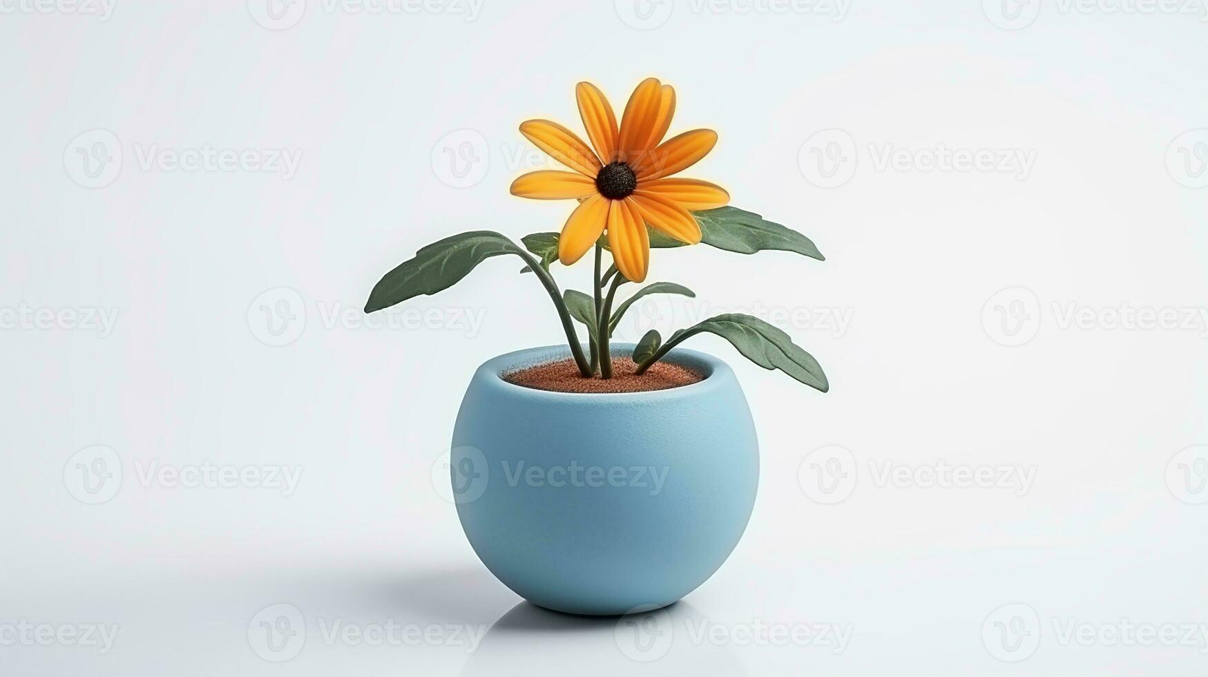 Photo of Tweedia flower in pot isolated on white background. Generative AI
