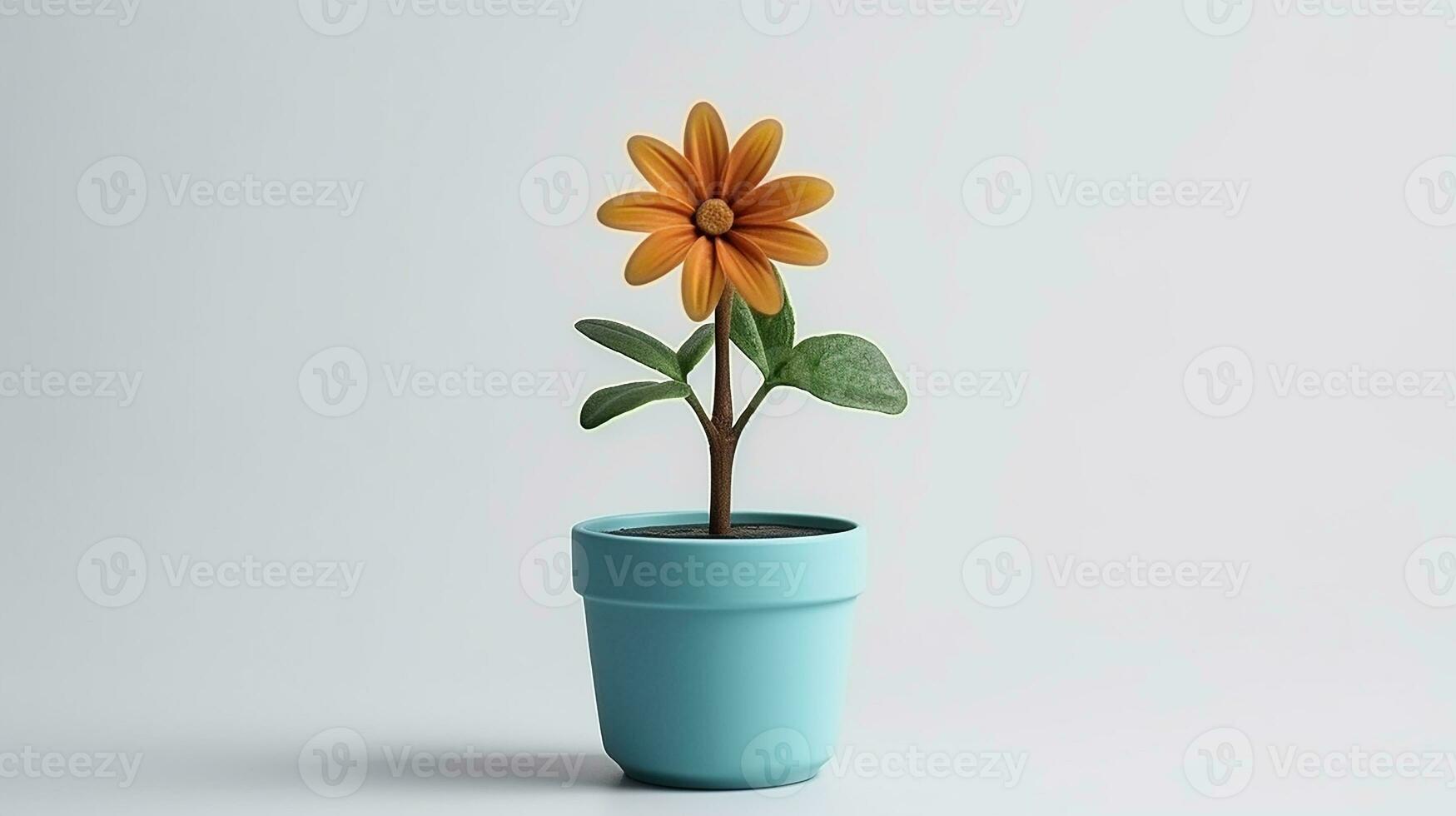 Photo of Tweedia flower in pot isolated on white background. Generative AI