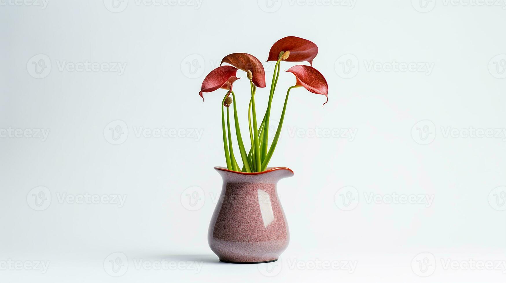 Photo of Pitcher Plant flower in pot isolated on white background. Generative AI