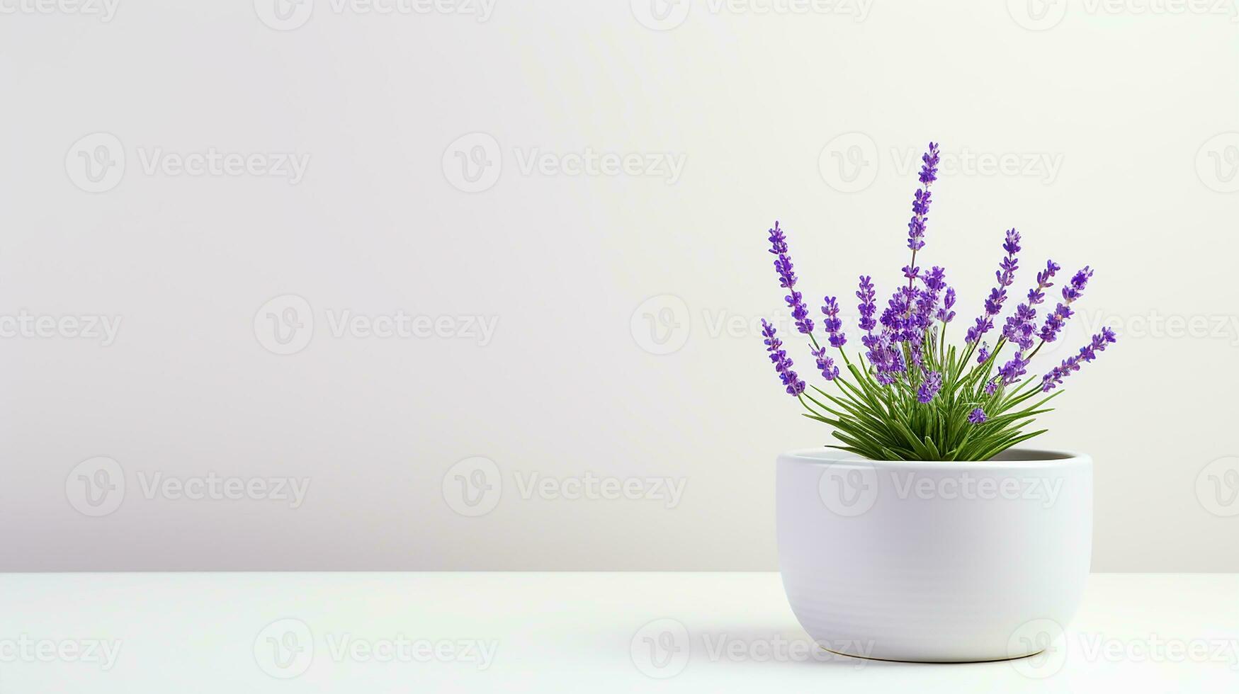 Photo of Lavender flower in pot isolated on white background. Generative AI