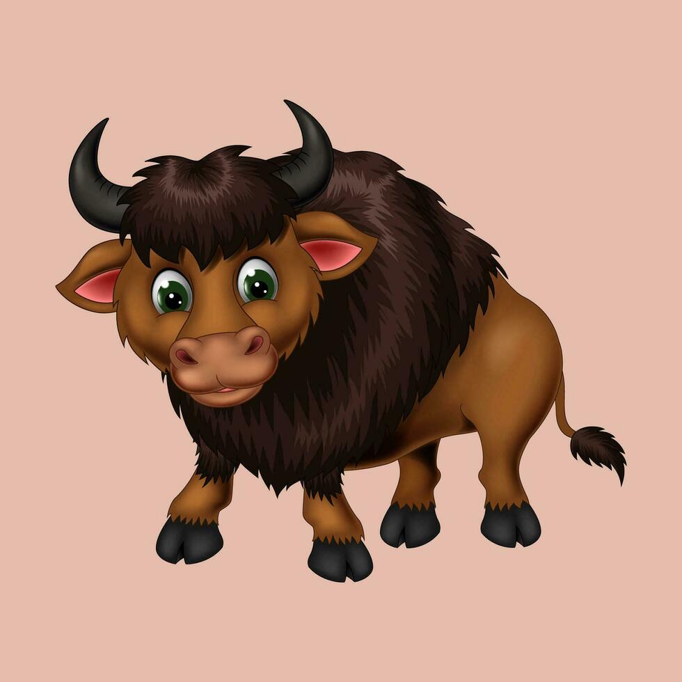 bison cartoon posing  vector isolated