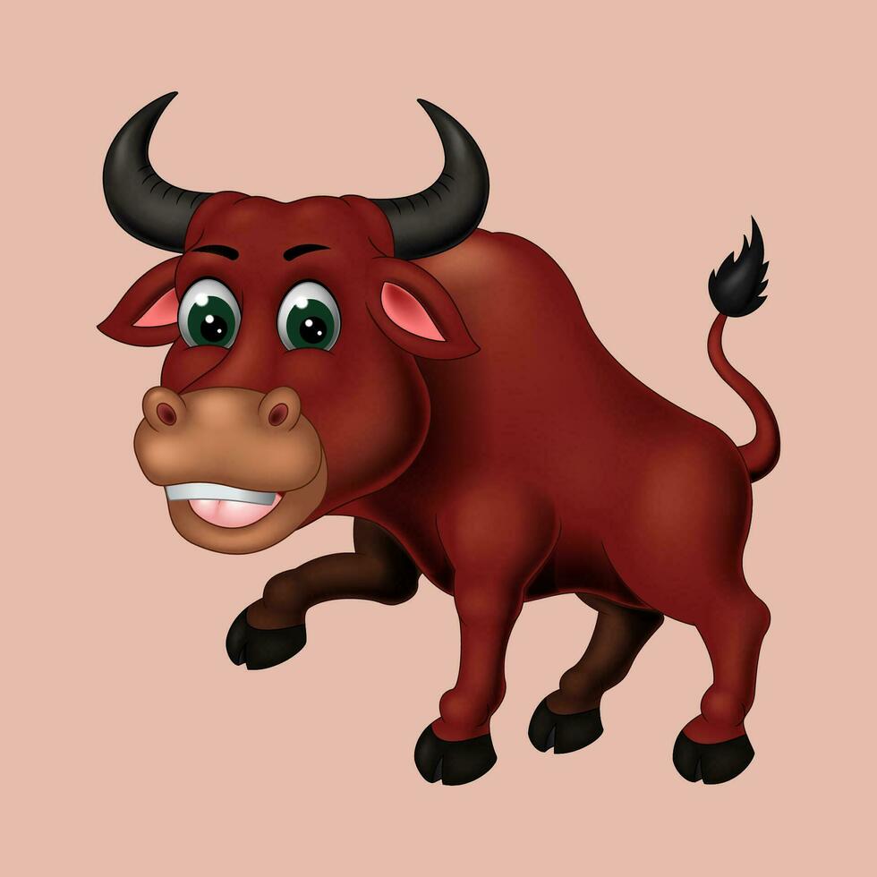 bull cartoon posing  vector isolated