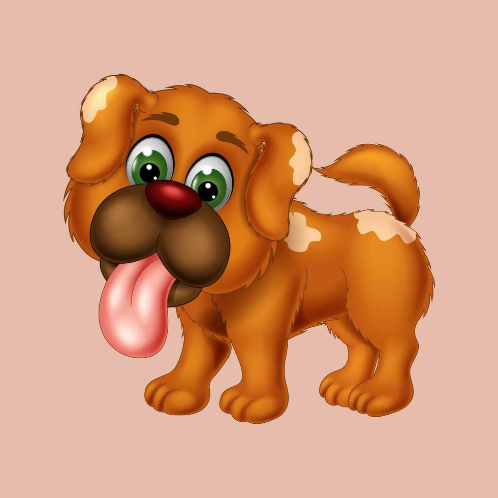 dog cartoon posing, vector isolated