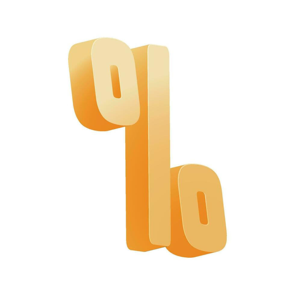 Vector golden percentage sign symbol on white for discount sale promotion concept