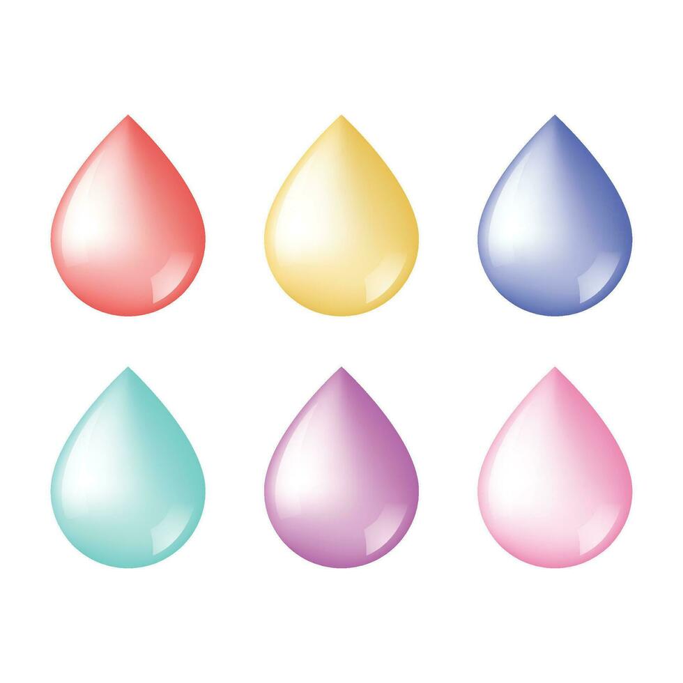 Vector colorful shiny water drop on white background