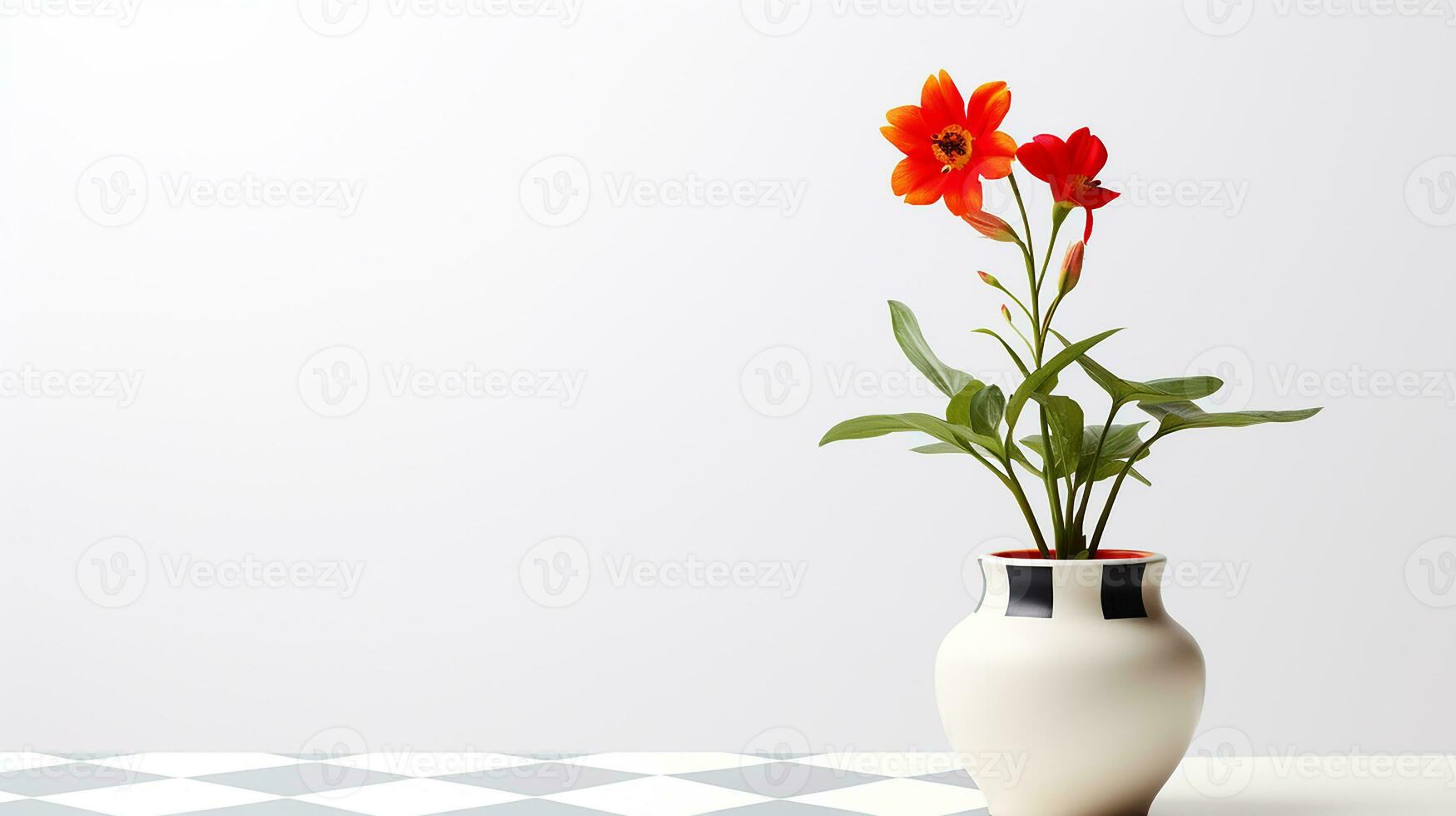 Photo of Harlequin flower in pot isolated on white background. Generative AI