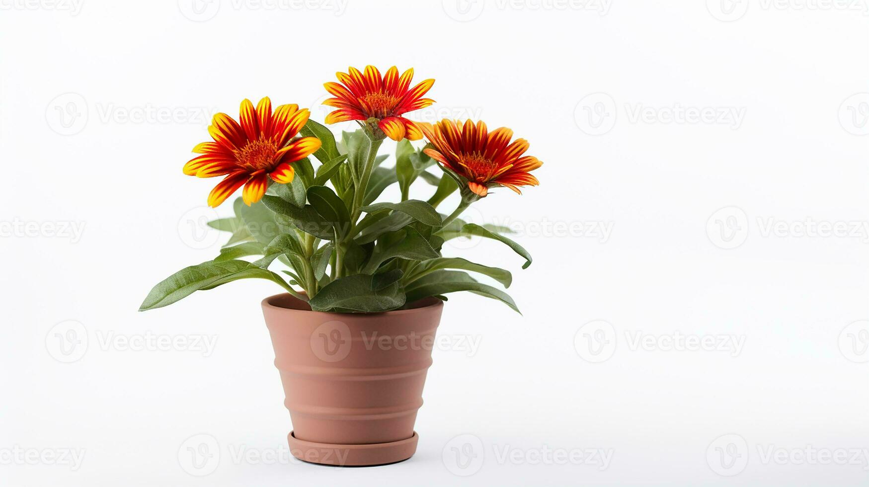 Photo of Gaillardia flower in pot isolated on white background. Generative AI