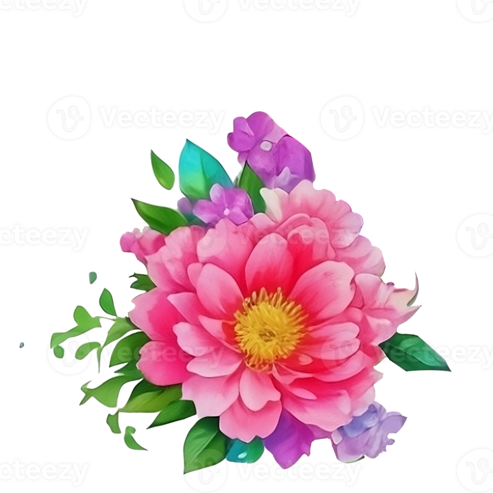 Pink flower watercolor clip art 27201581 PNG