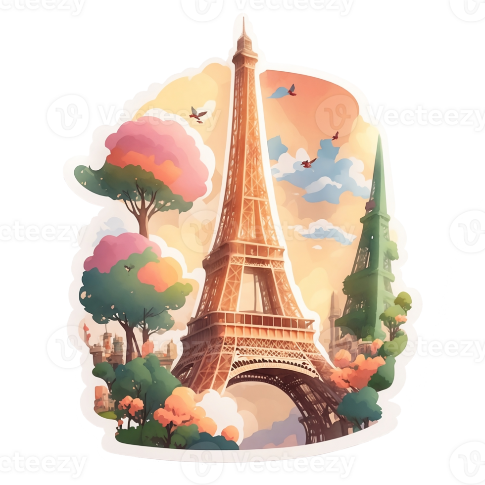 eiffel tower watercolor png