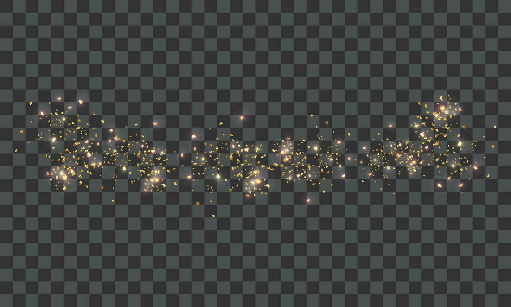 Vector golden sparkles and confetti background