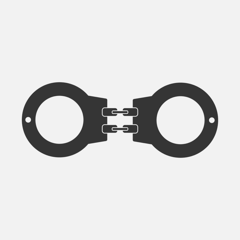 Handcuffs black icon. Law and justice symbol. Template for graphic and web design.  Vector illustartion
