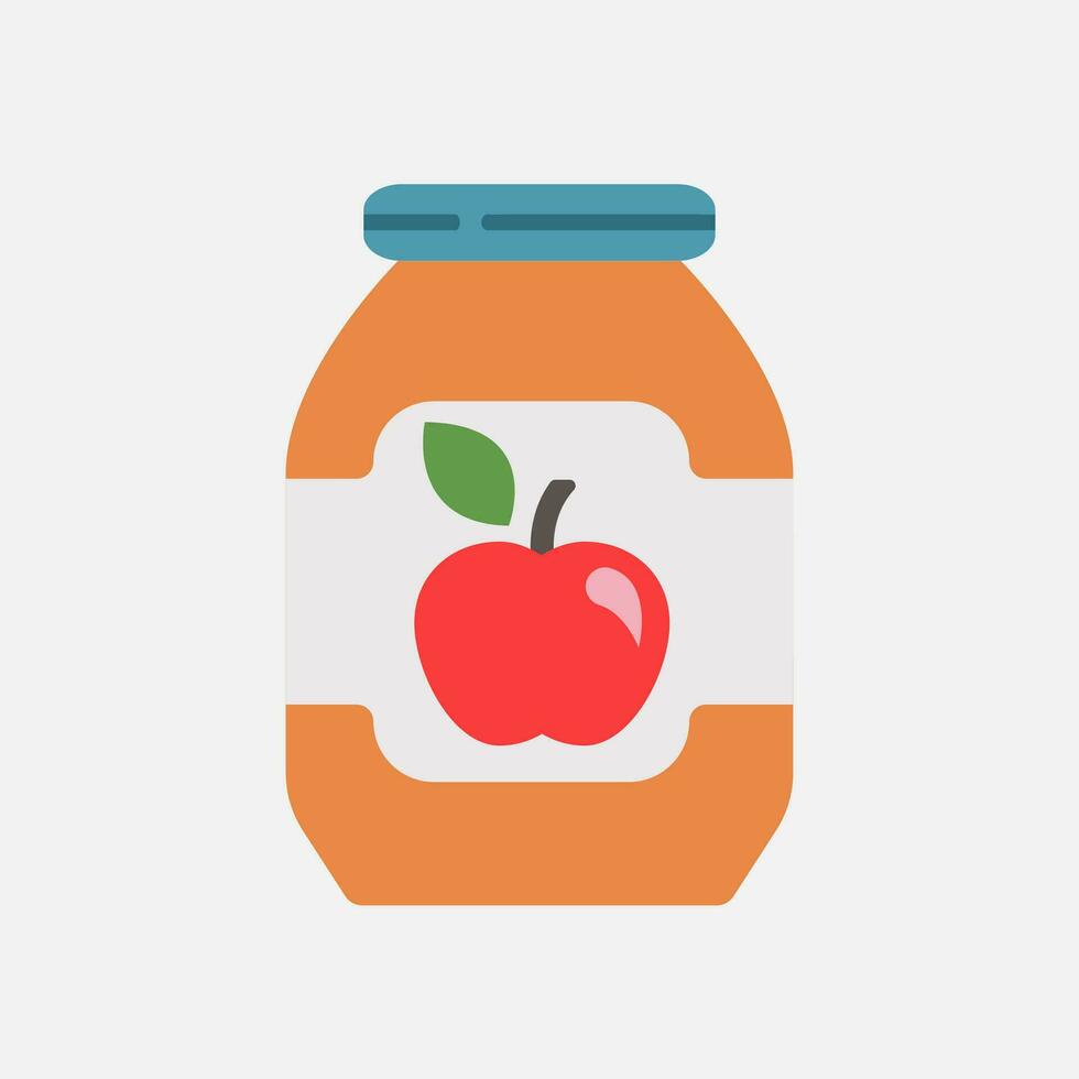 hecho a mano manzana mermelada. icono. vaso tarro de natural gelatina. Fruta jugo o mermelada orgánico comida para desayuno. vector ilustración