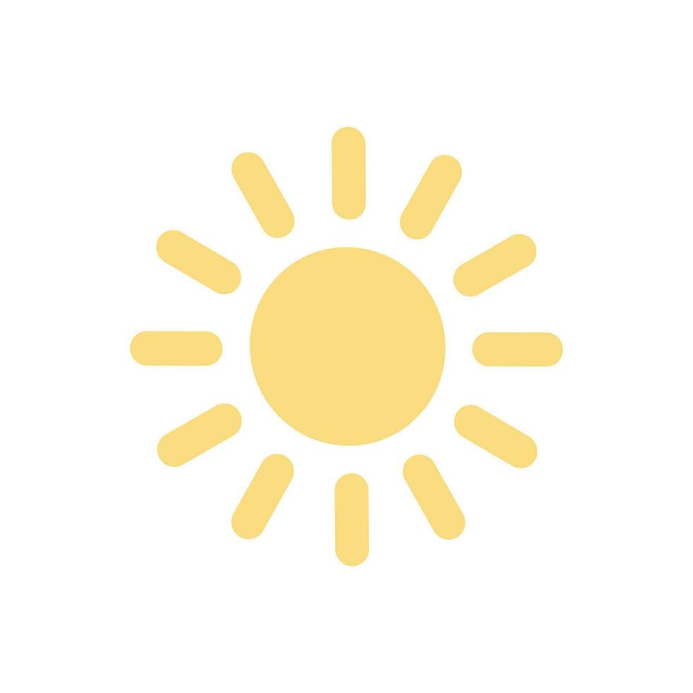 Vector sun icon bright yellow sol symbol with rays in childish simple style