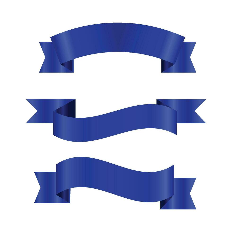 Vector realistic icon set of blue ribbons isolated on white background