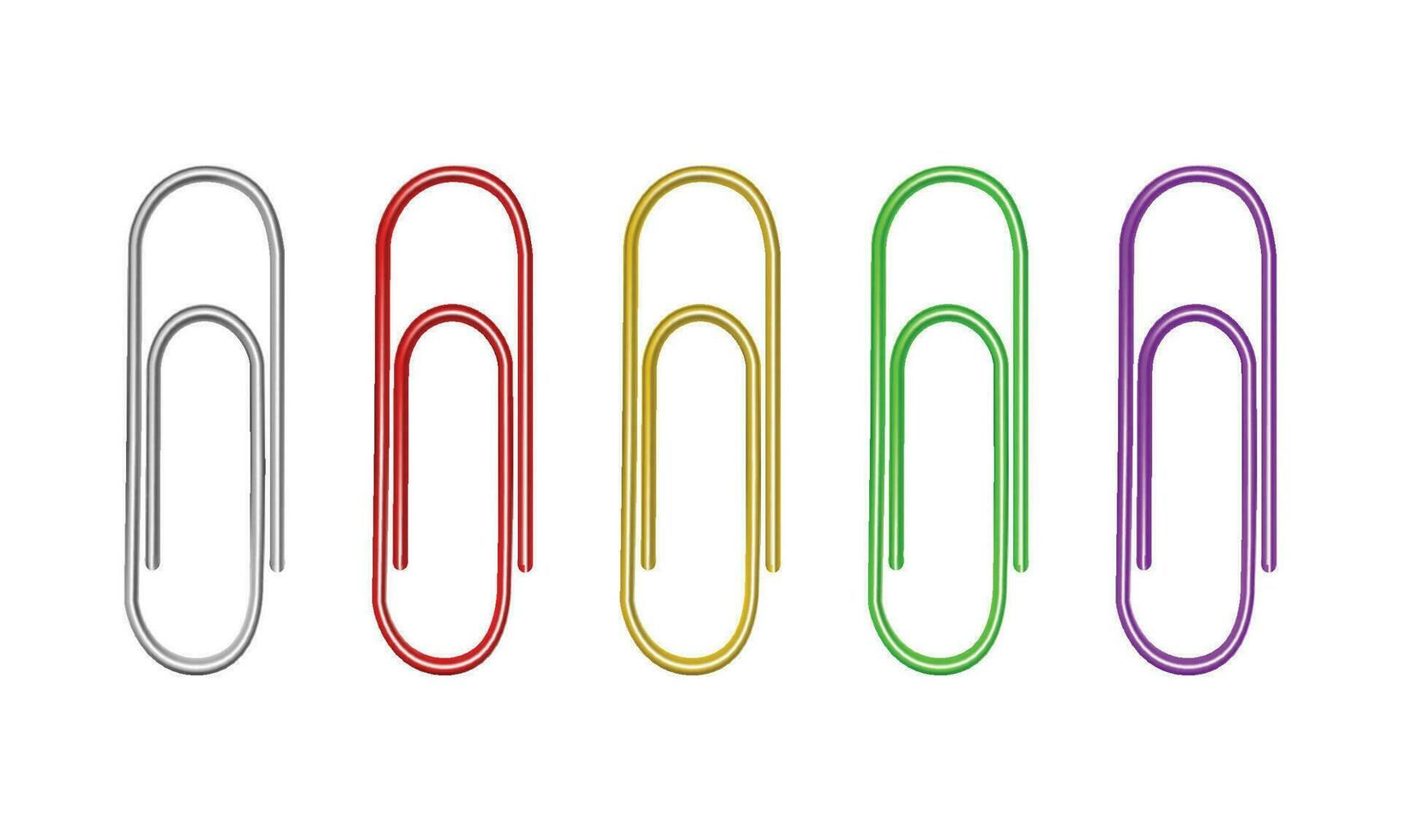 Vector multi colored office paper clip vector illustration set isolated on white background