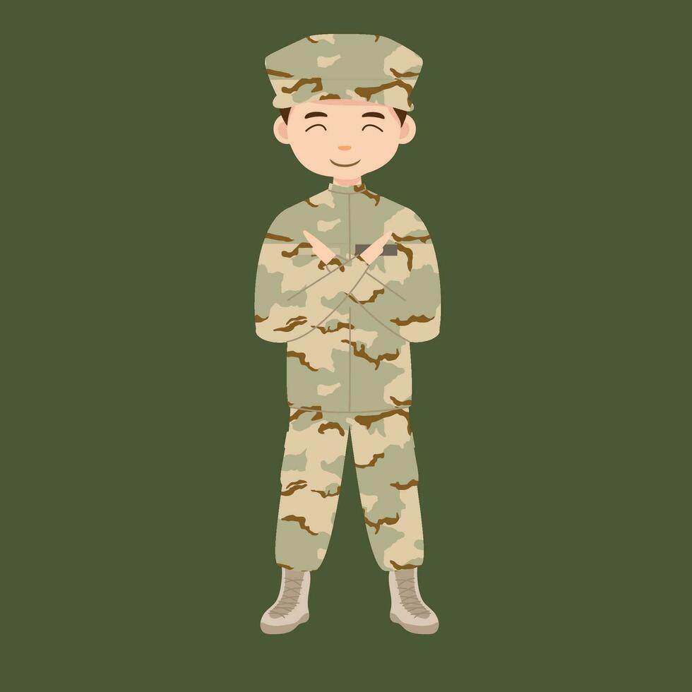 militar infantería. dibujos animados soldado aislado dibujo. vector Arte de Ejército combate fuerza. hombre en uniforme yendo a guerra. patriótico soldado luchando para libertad. infantería héroe veterano.