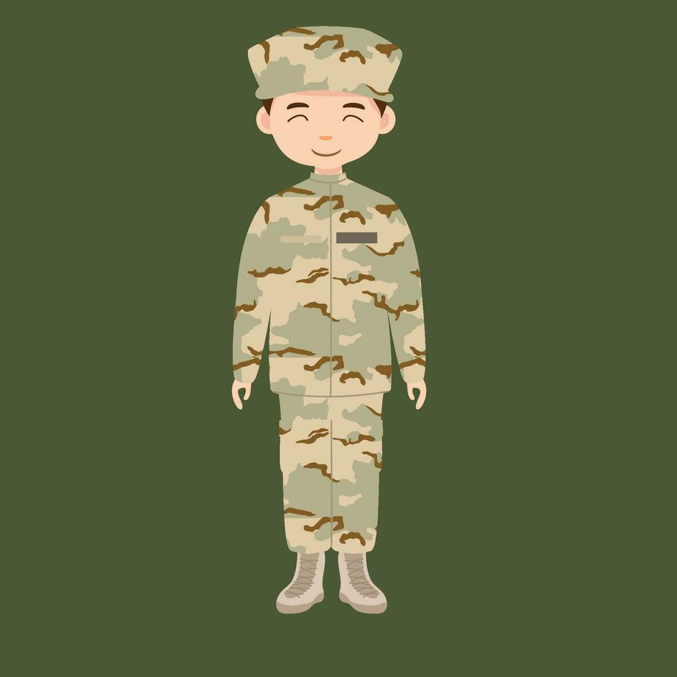 militar infantería. dibujos animados soldado aislado dibujo. vector Arte de Ejército combate fuerza. hombre en uniforme yendo a guerra. patriótico soldado luchando para libertad. infantería héroe veterano.