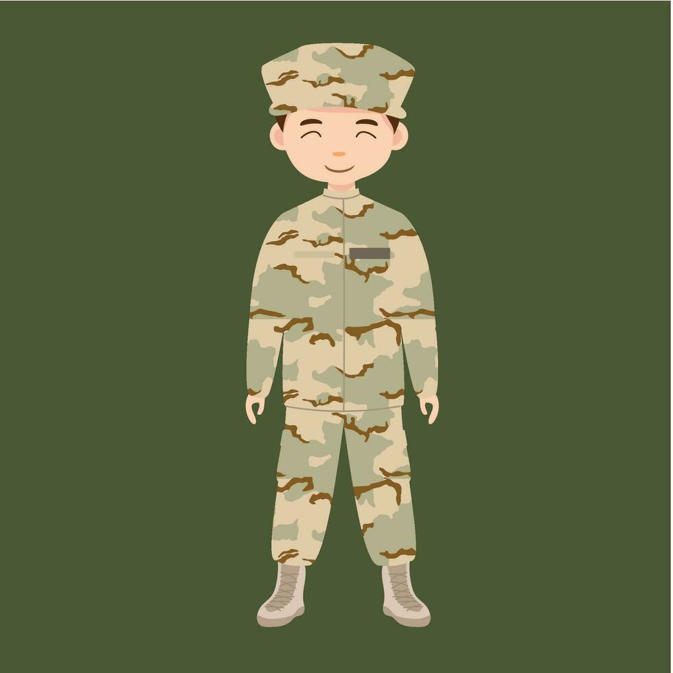 Military infantry. Cartoon soldier isolated drawing. Vector art of army combat force. Man in uniform going to war. Patriotic soldier fighting for freedom. Infantry hero veteran.