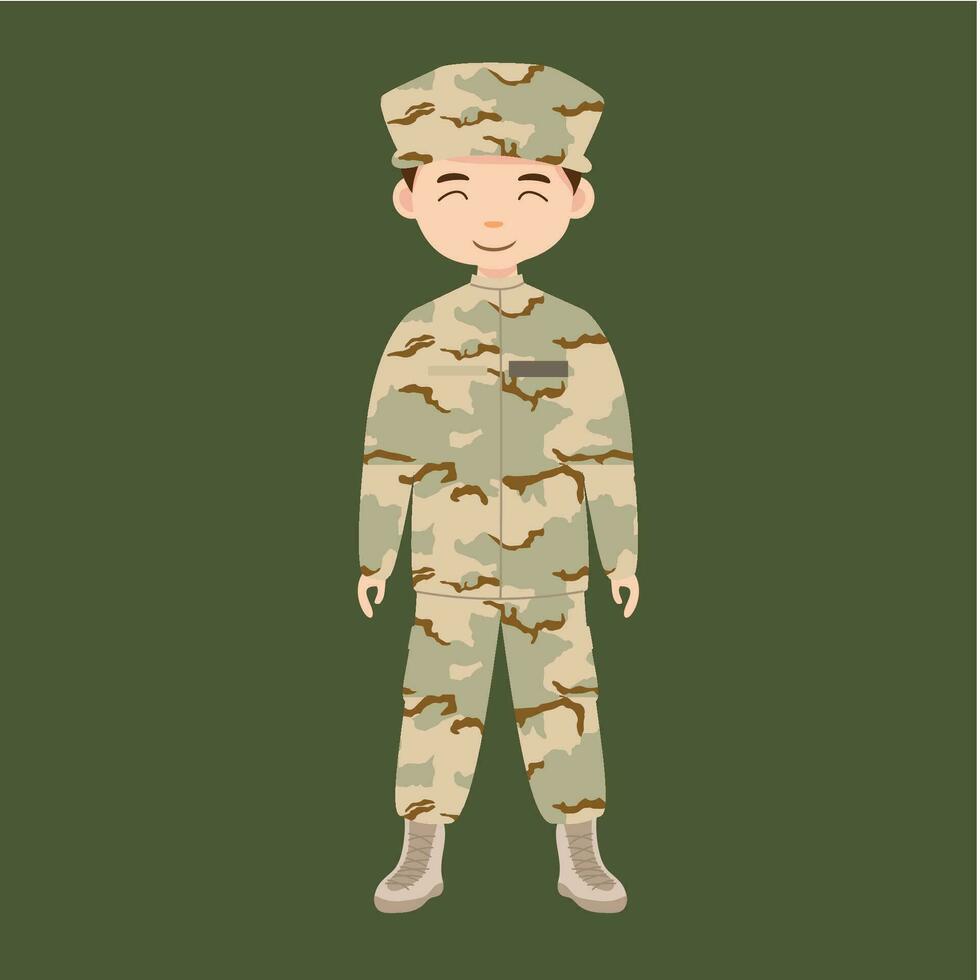 militar infantería. dibujos animados soldado aislado dibujo. vector Arte de Ejército combate fuerza. hombre en uniforme yendo a guerra. patriótico soldado luchando para libertad. infantería héroe veterano.