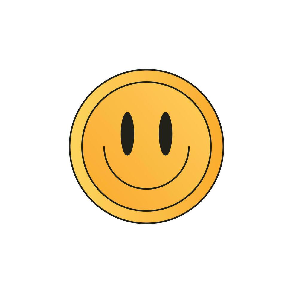 Vector a yellow smiley face with black eyes and a black line around the middle