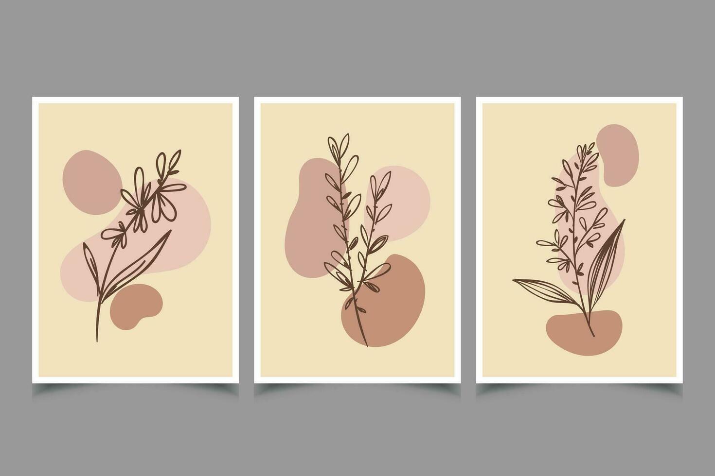 hand drawn boho wall art vector illustration flat design. Abstract geometric prints for boho aesthetic interior