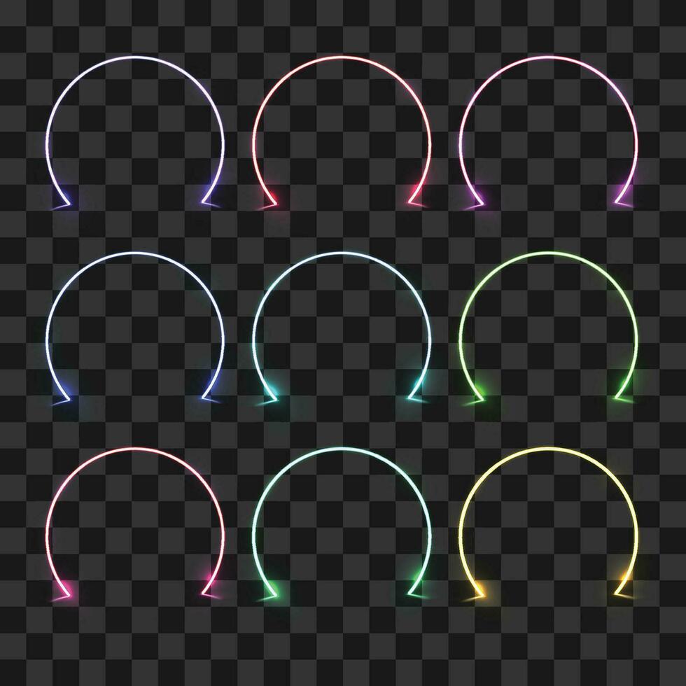 Vector colorful neon light frame collection