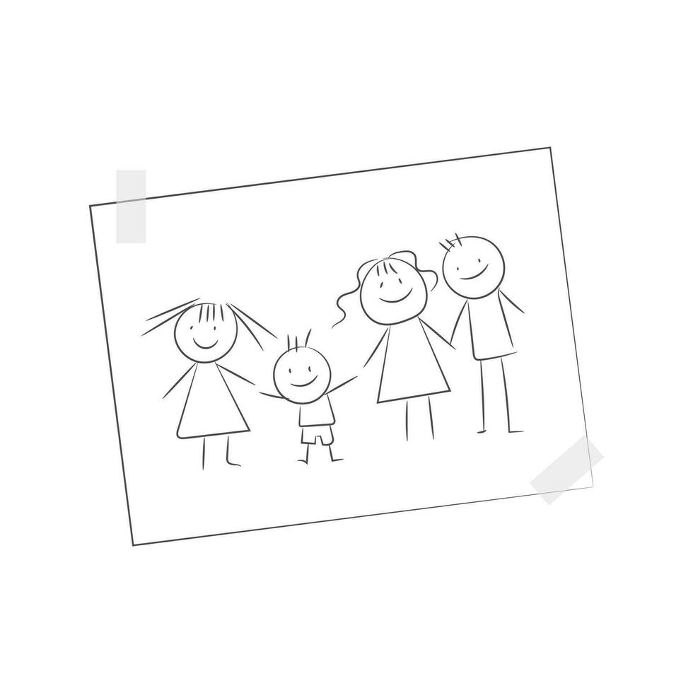 vector mano dibujado familia dibujo ilustración.