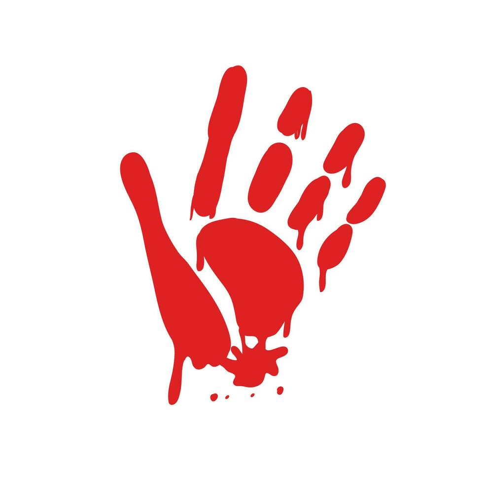 Vector scary blood human hand blot on white background realistic vector illustration