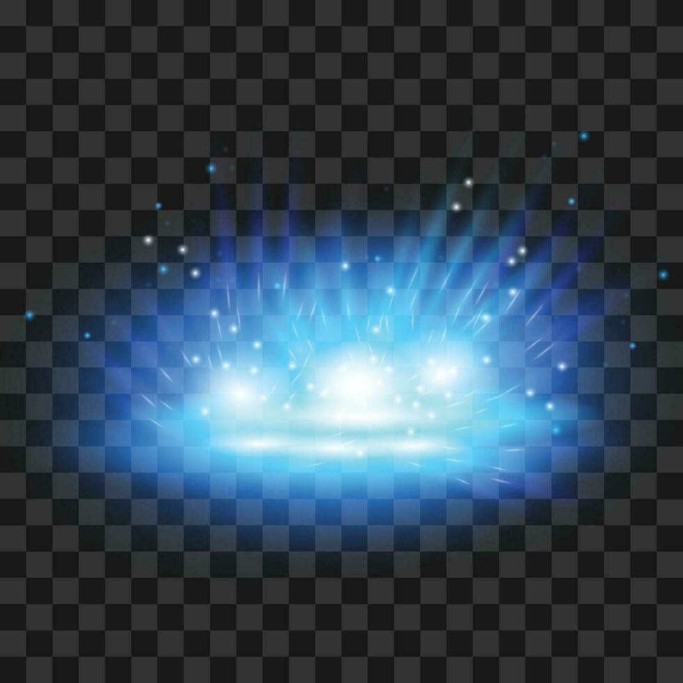 Vector blue rays rising on dark background