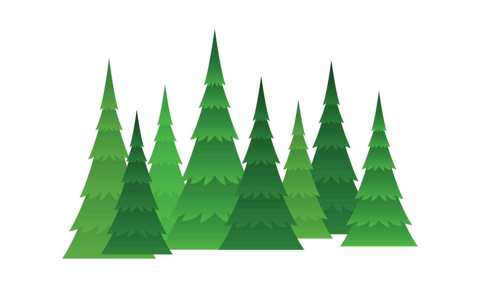 Vector isolated several forest and christmas tree on white