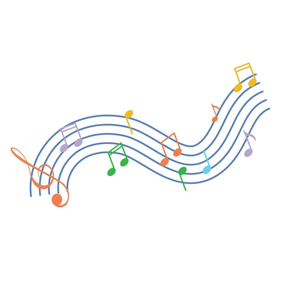 vector musical símbolos ola en blanco antecedentes
