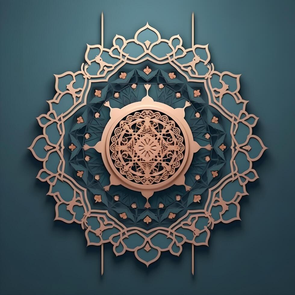 Eid Mubarak greeting with morocco pattern ornament. Islamic design. photo