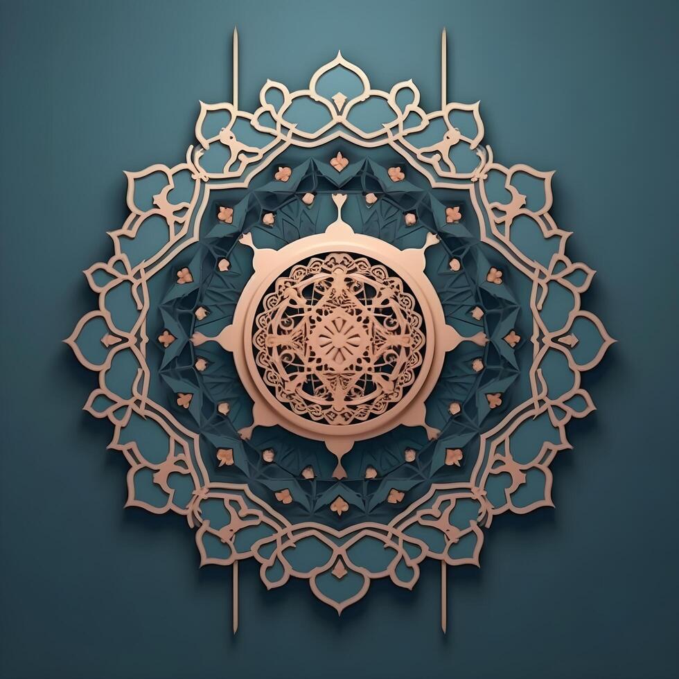 eid Mubarak saludo con Marruecos modelo ornamento. islámico vector diseño. ai generado foto