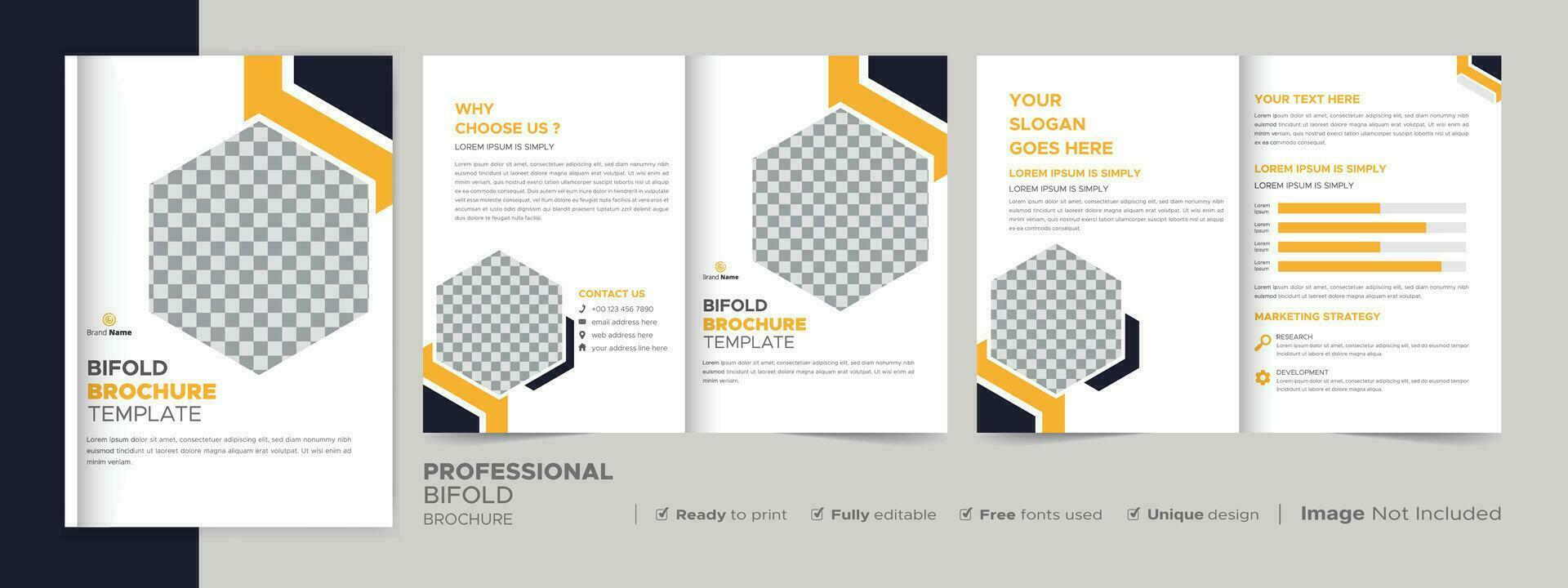 Corporate Bifold Brochure Template, Catalog, Booklet Template Design. Fully Editable. vector
