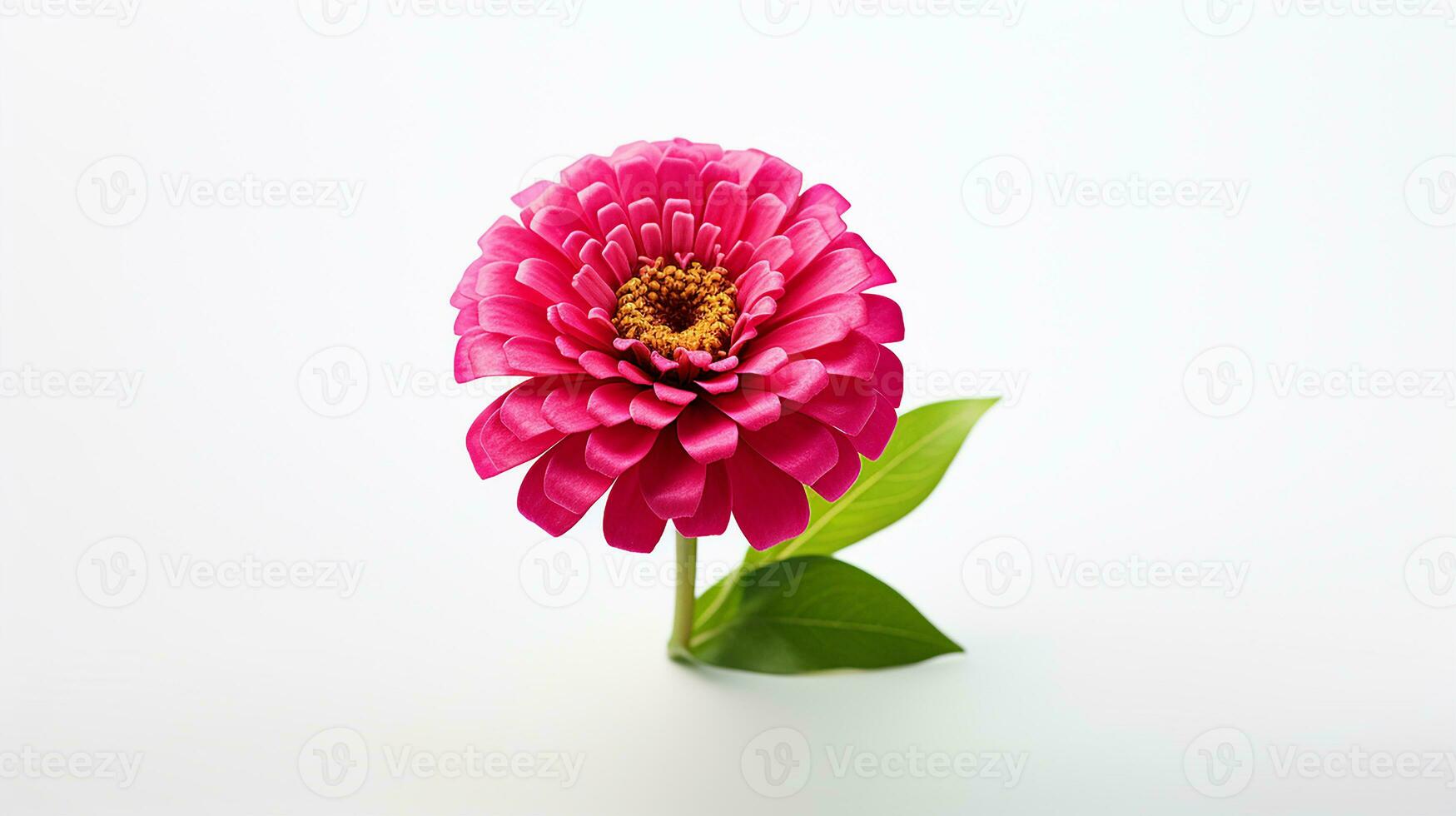 Photo of beautiful Zinnia flower isolated on white background. Generative AI