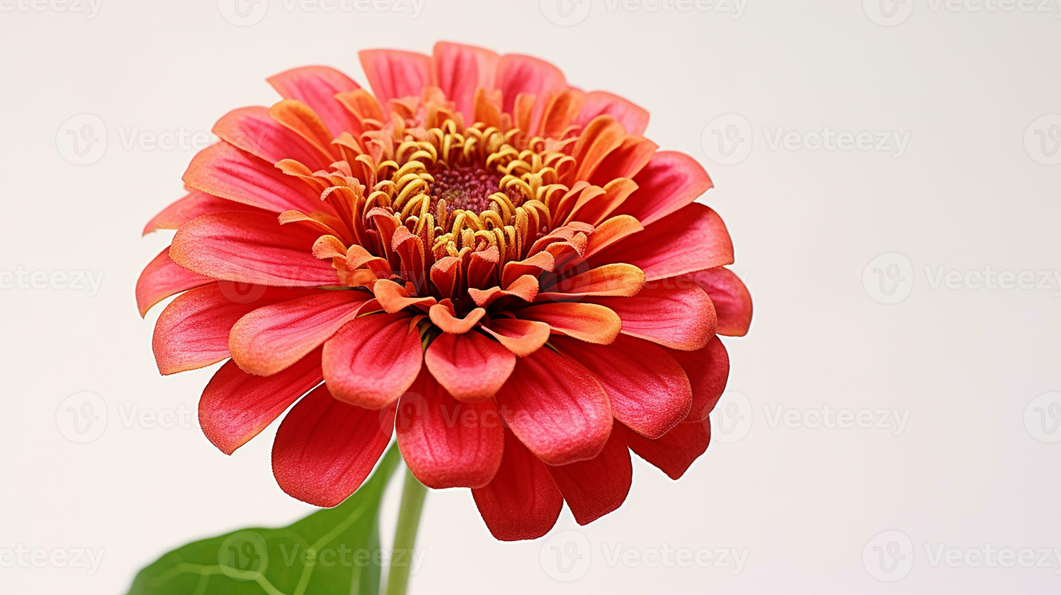 Photo of beautiful Zinnia flower isolated on white background