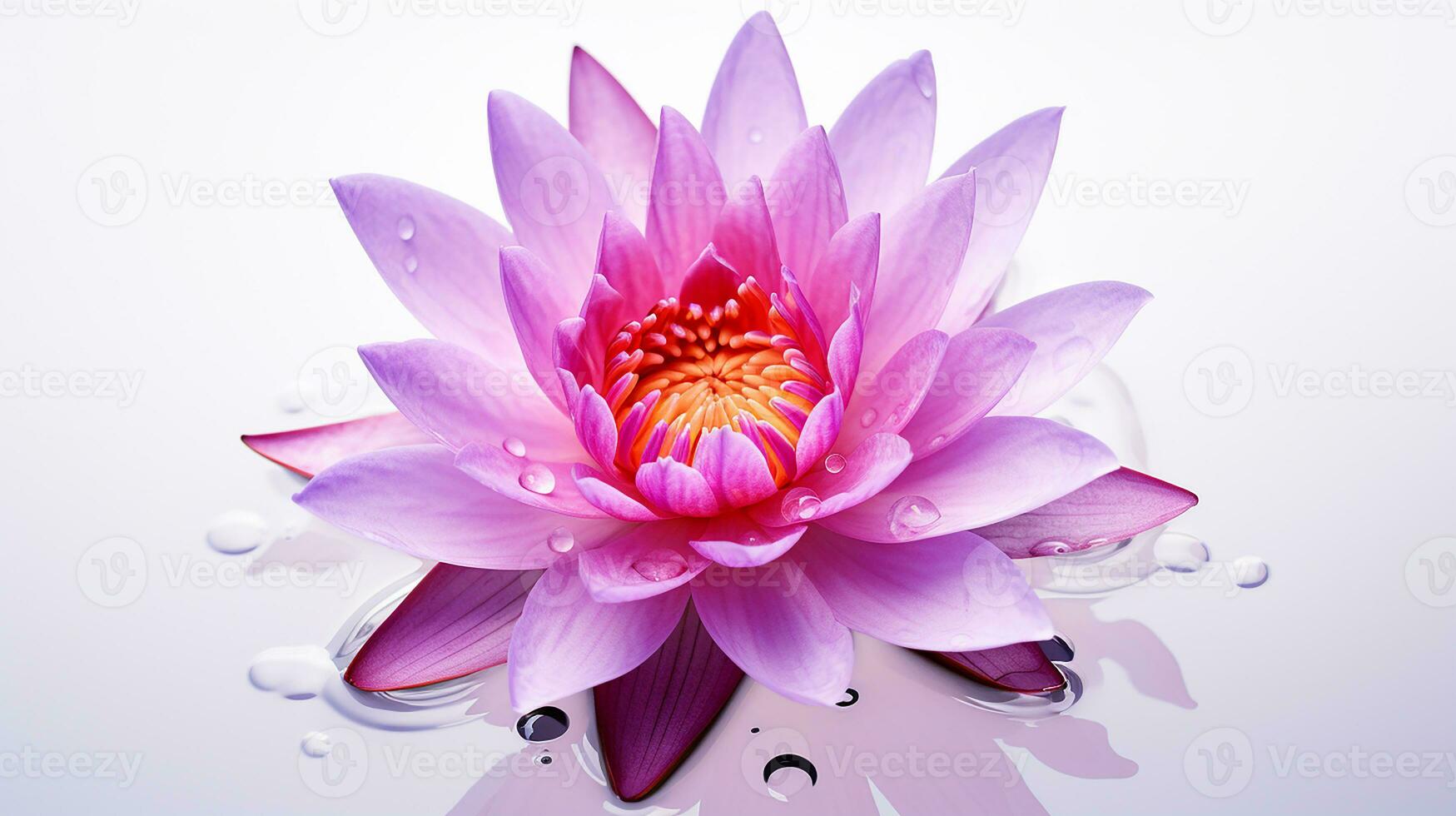 Photo of beautiful Water Lily flower isolated on white background. Generative AI