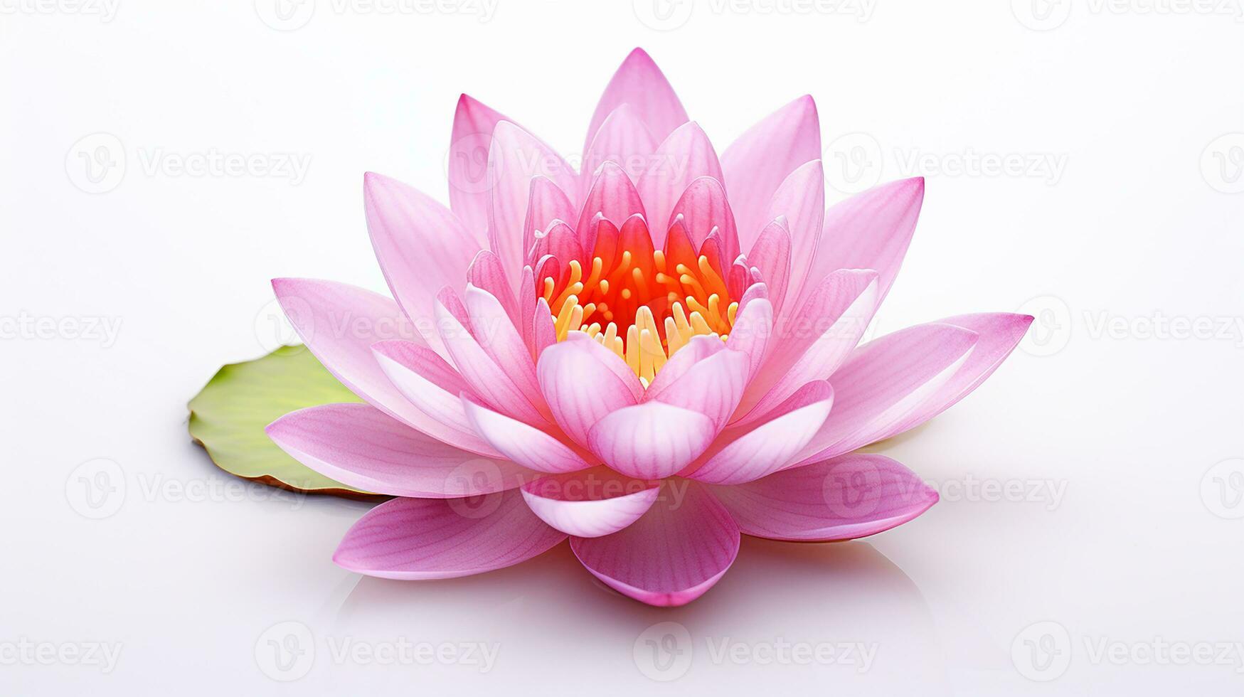 Photo of beautiful Water Lily flower isolated on white background. Generative AI