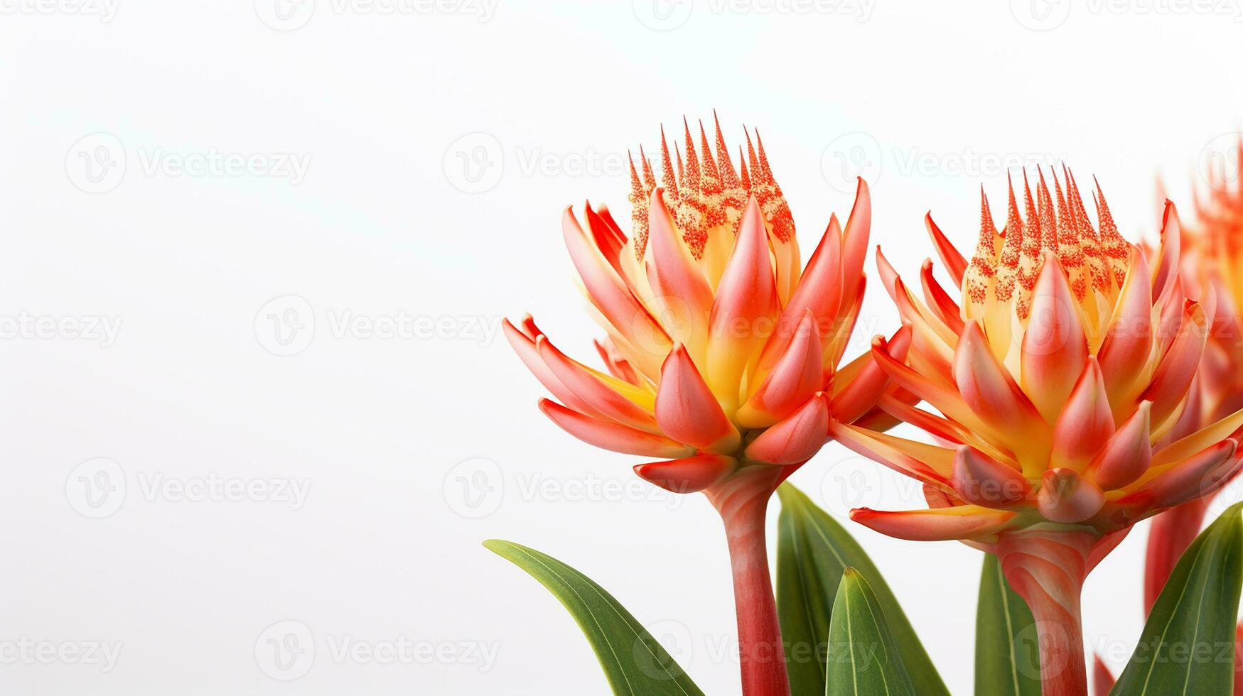 Photo of beautiful Torch Lily flower isolated on white background. Generative AI