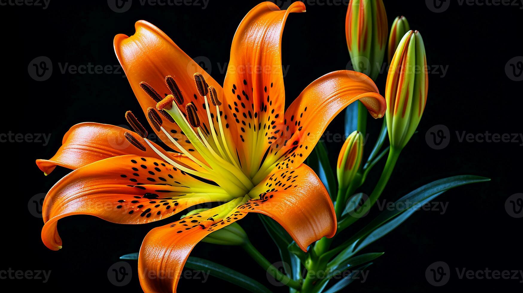 Photo of beautiful Tiger Lily flower isolated on white background ...