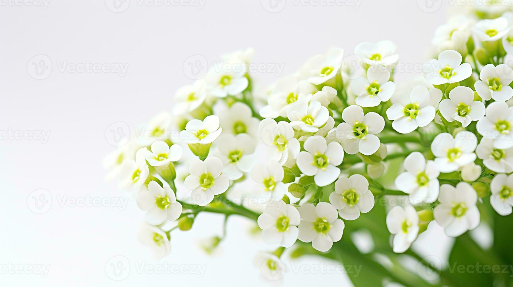 foto de hermosa dulce alyssum flor aislado en blanco antecedentes. generativo ai