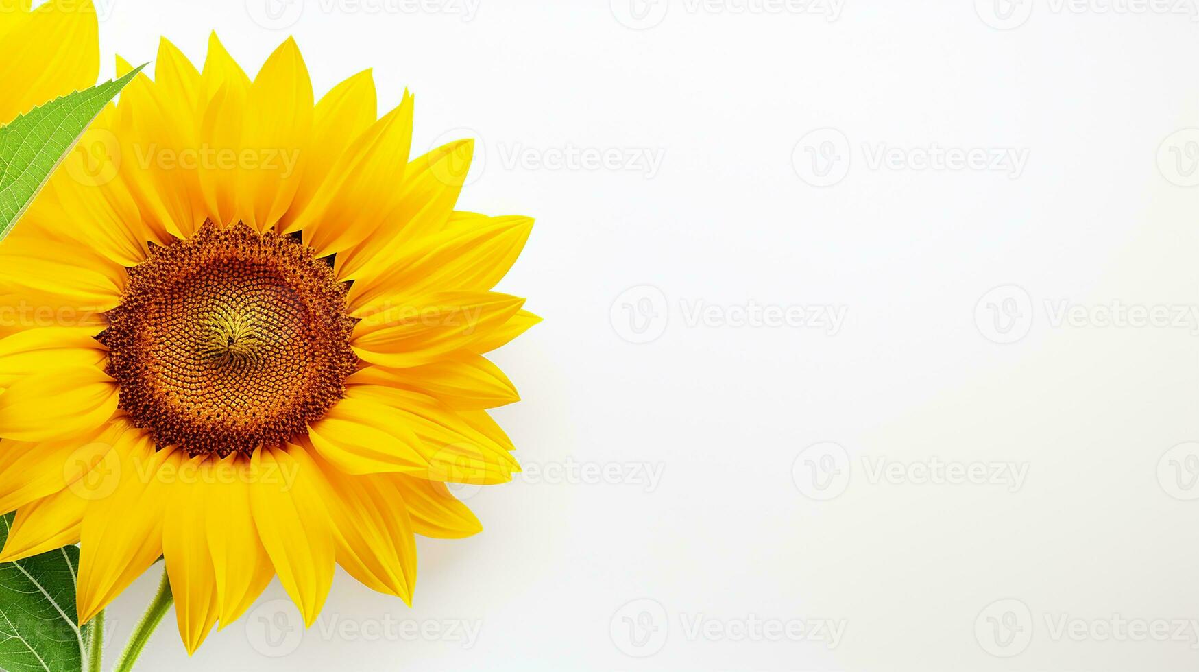 Photo of beautiful Sunflower isolated on white background. Generative AI