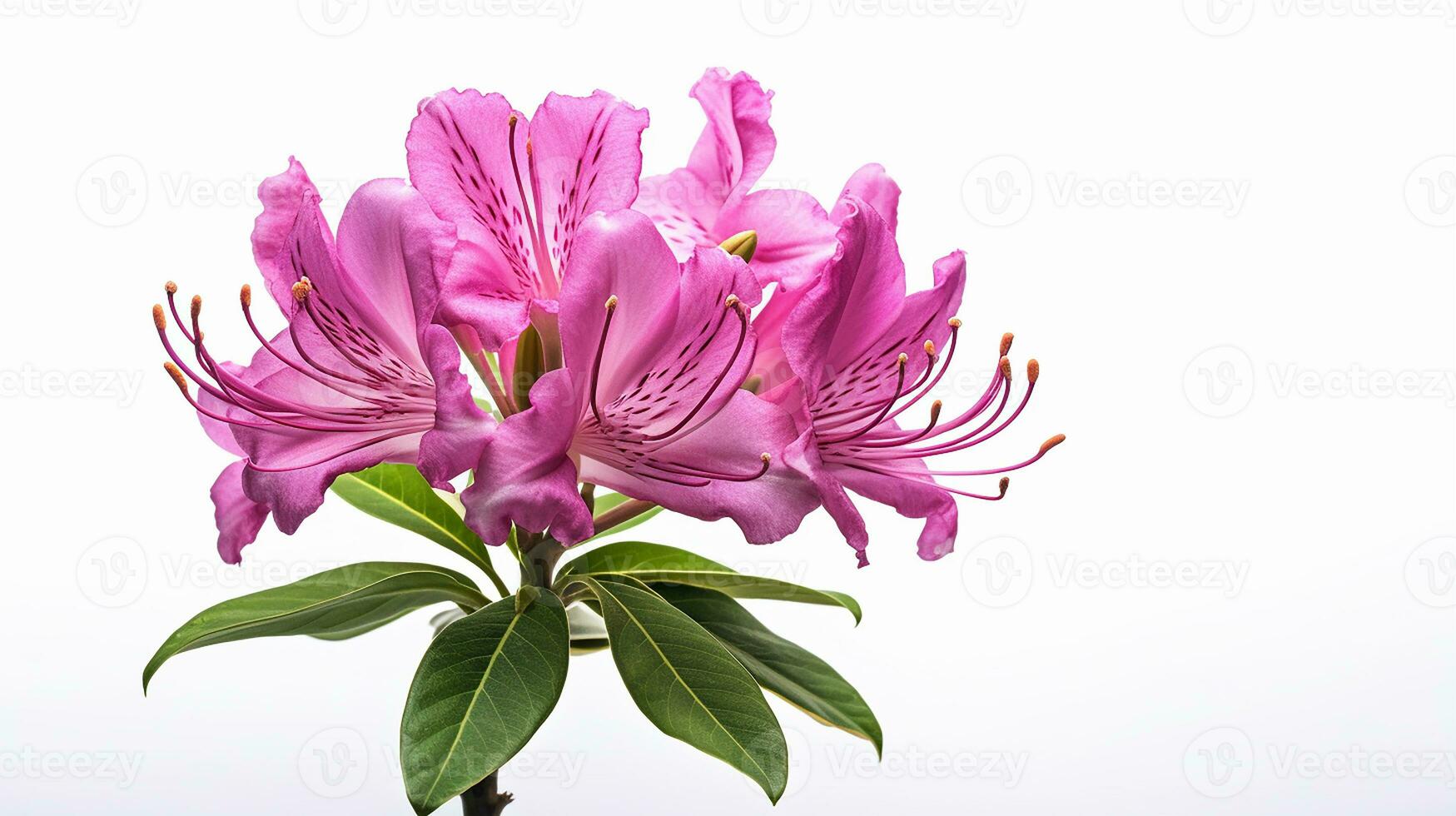 Photo of beautiful Rhododendron flower isolated on white background. Generative AI