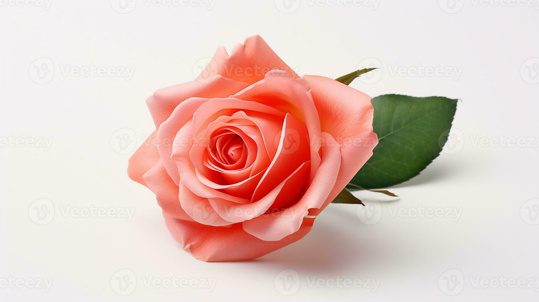 Photo of beautiful Rose flower isolated on white background. Generative AI