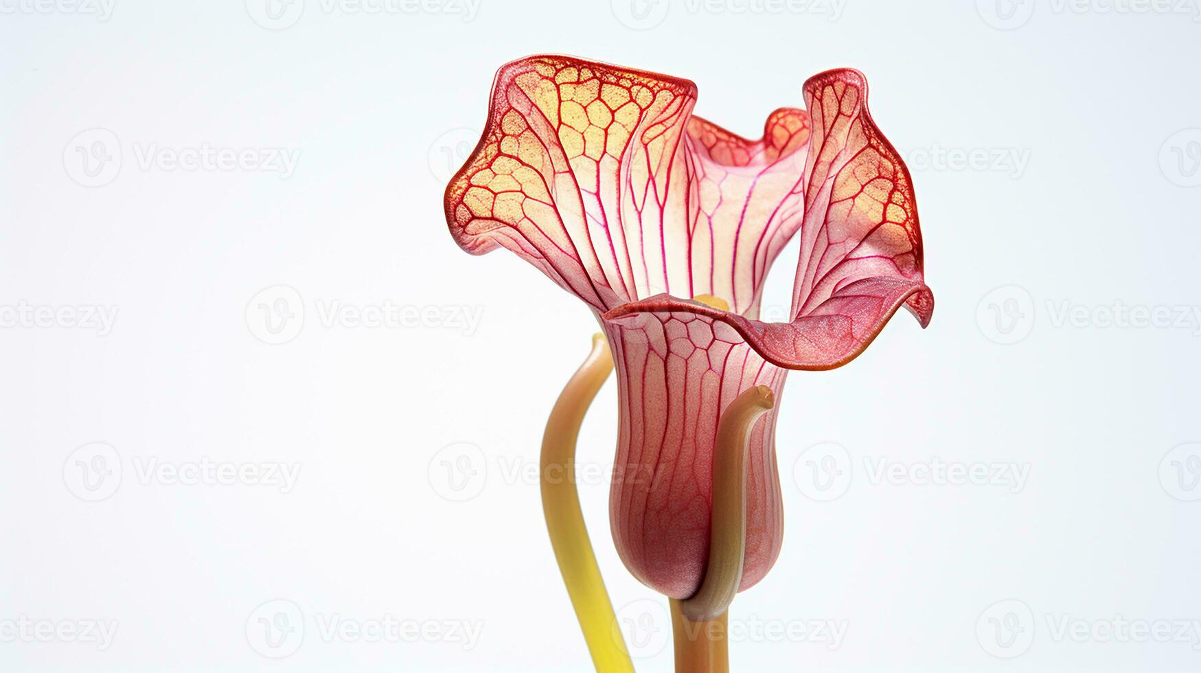 Photo of beautiful Pitcher Plant flower isolated on white background. Generative AI