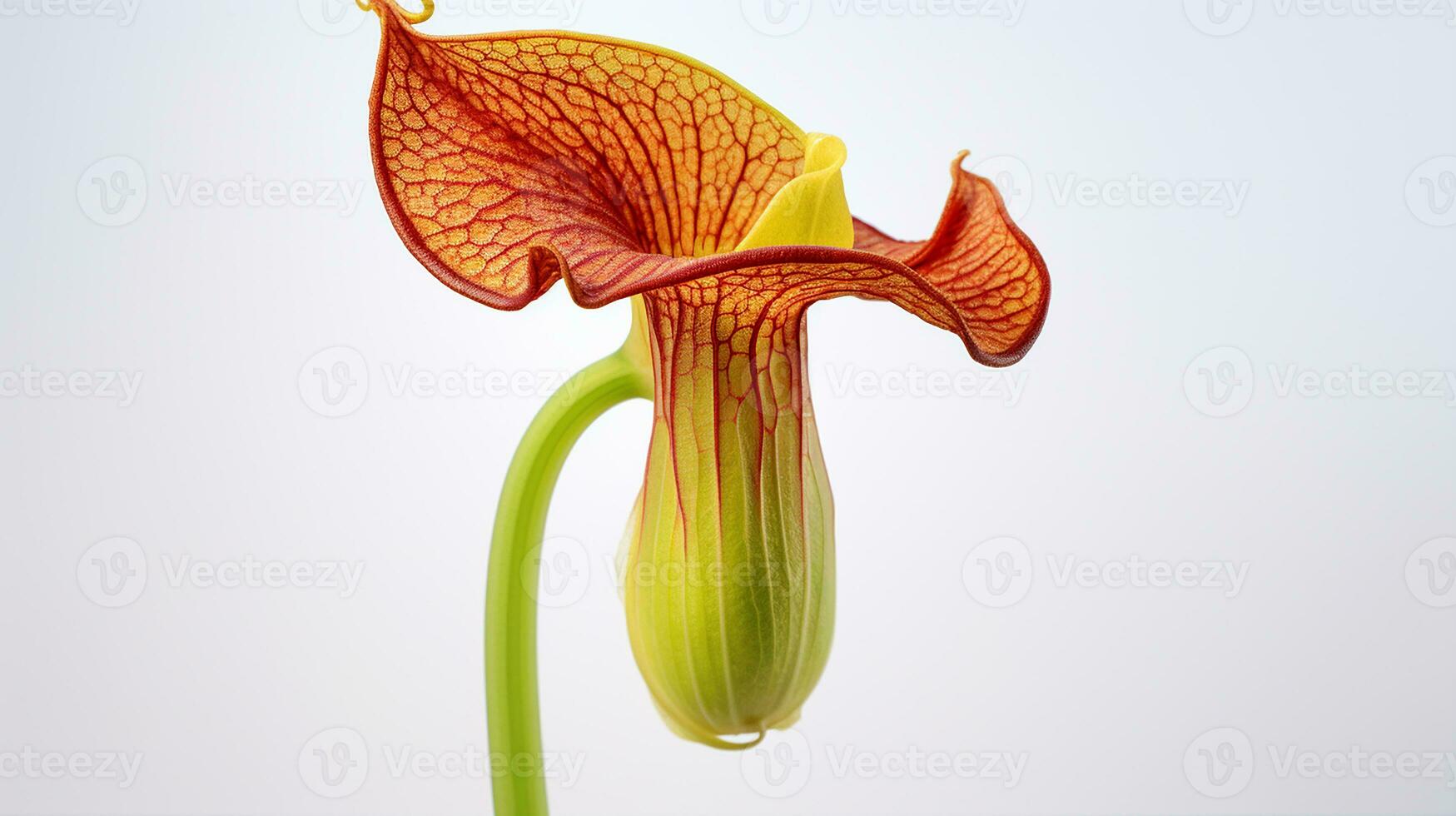 Photo of beautiful Pitcher Plant flower isolated on white background. Generative AI