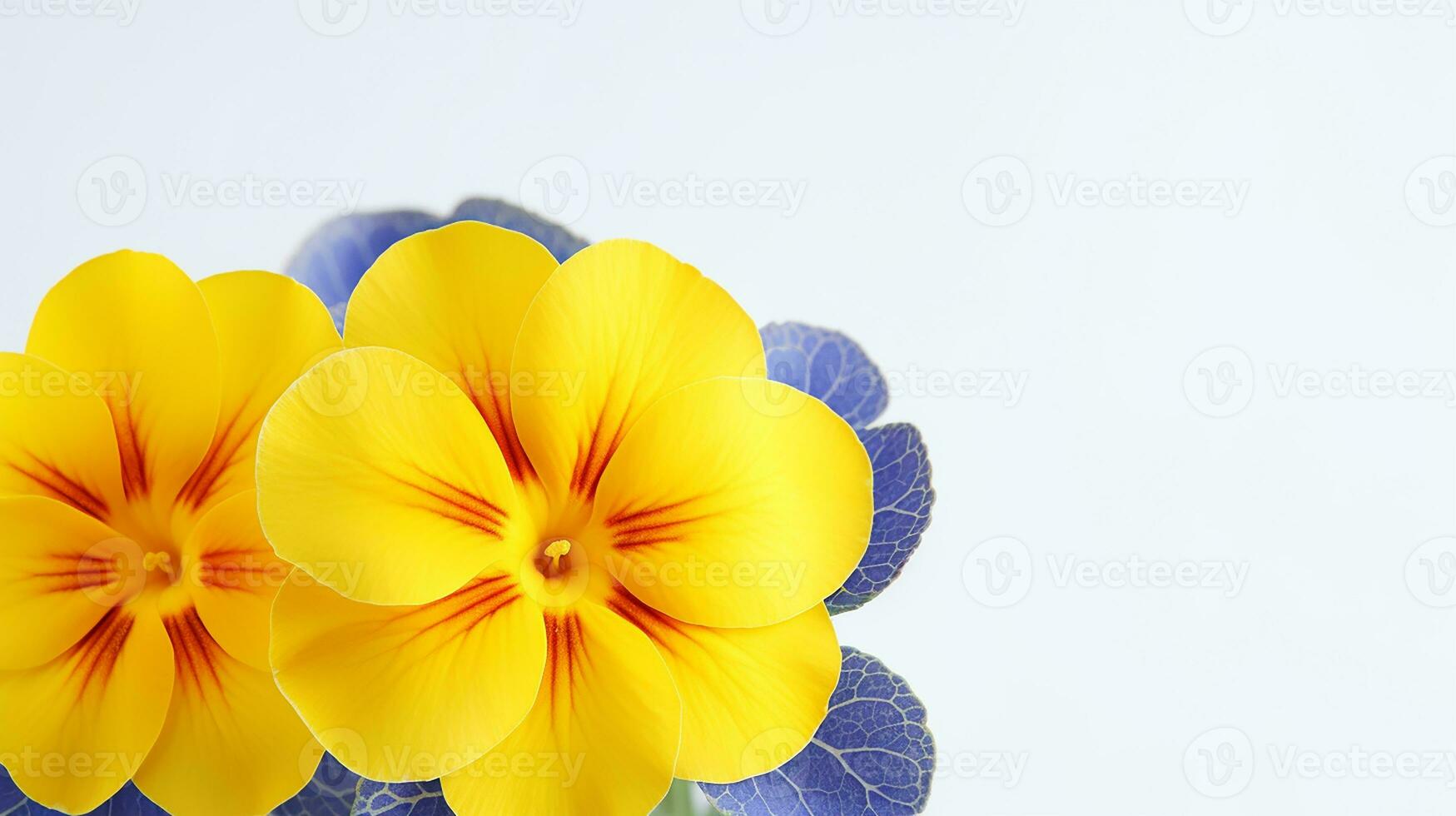 Photo of beautiful Primrose flower isolated on white background. Generative AI