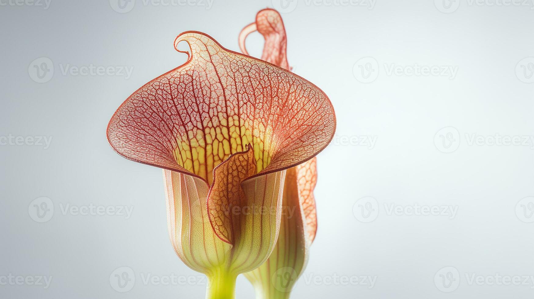 Photo of beautiful Pitcher Plant flower isolated on white background. Generative AI