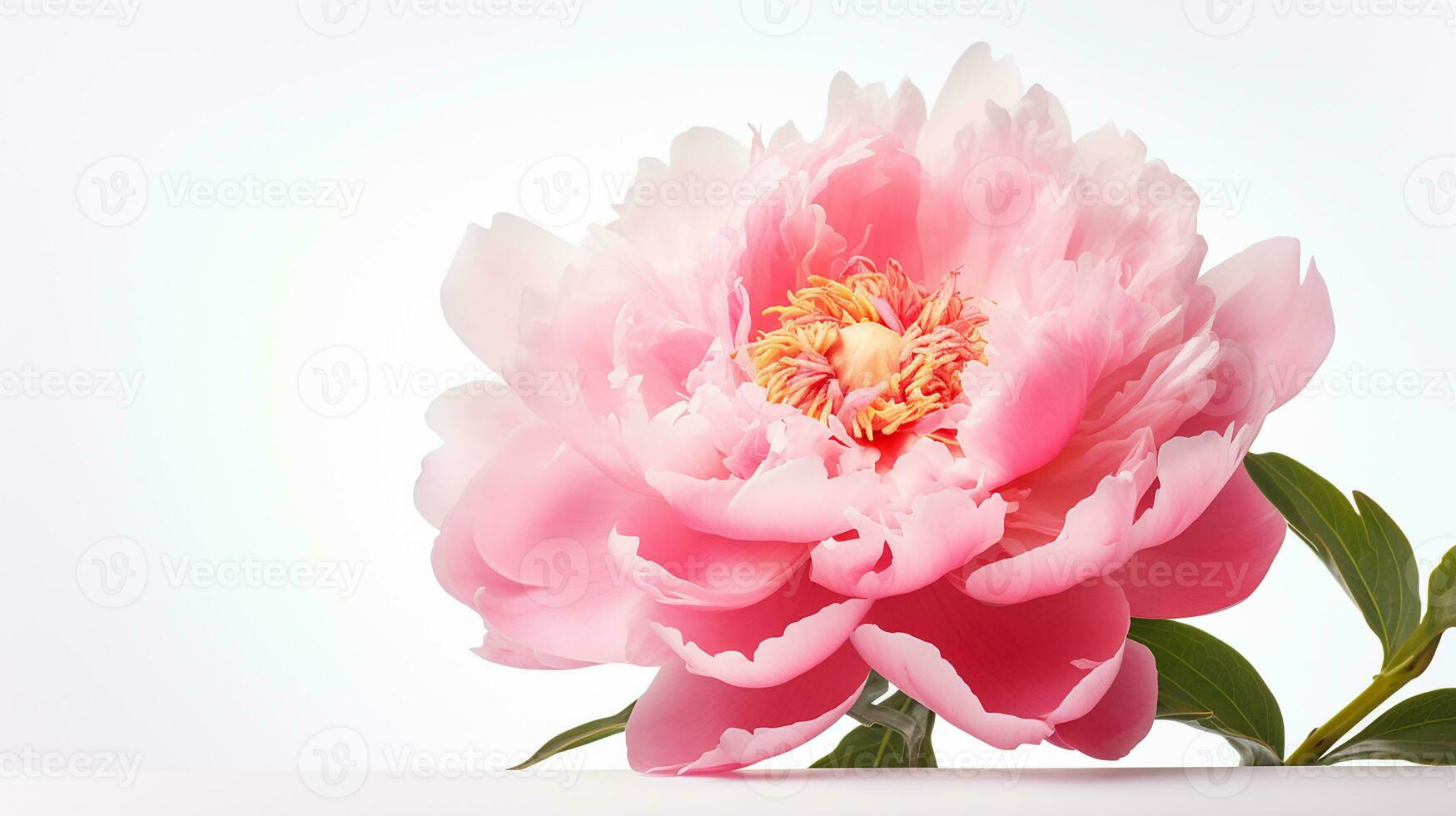 Photo of beautiful Peony flower isolated on white background. Generative AI