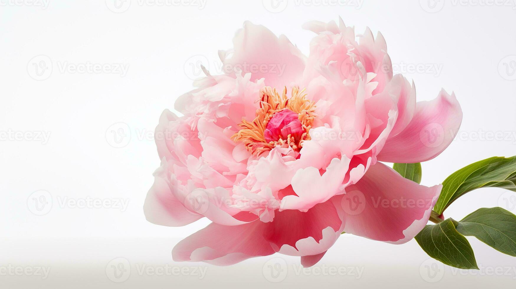 Photo of beautiful Peony flower isolated on white background. Generative AI